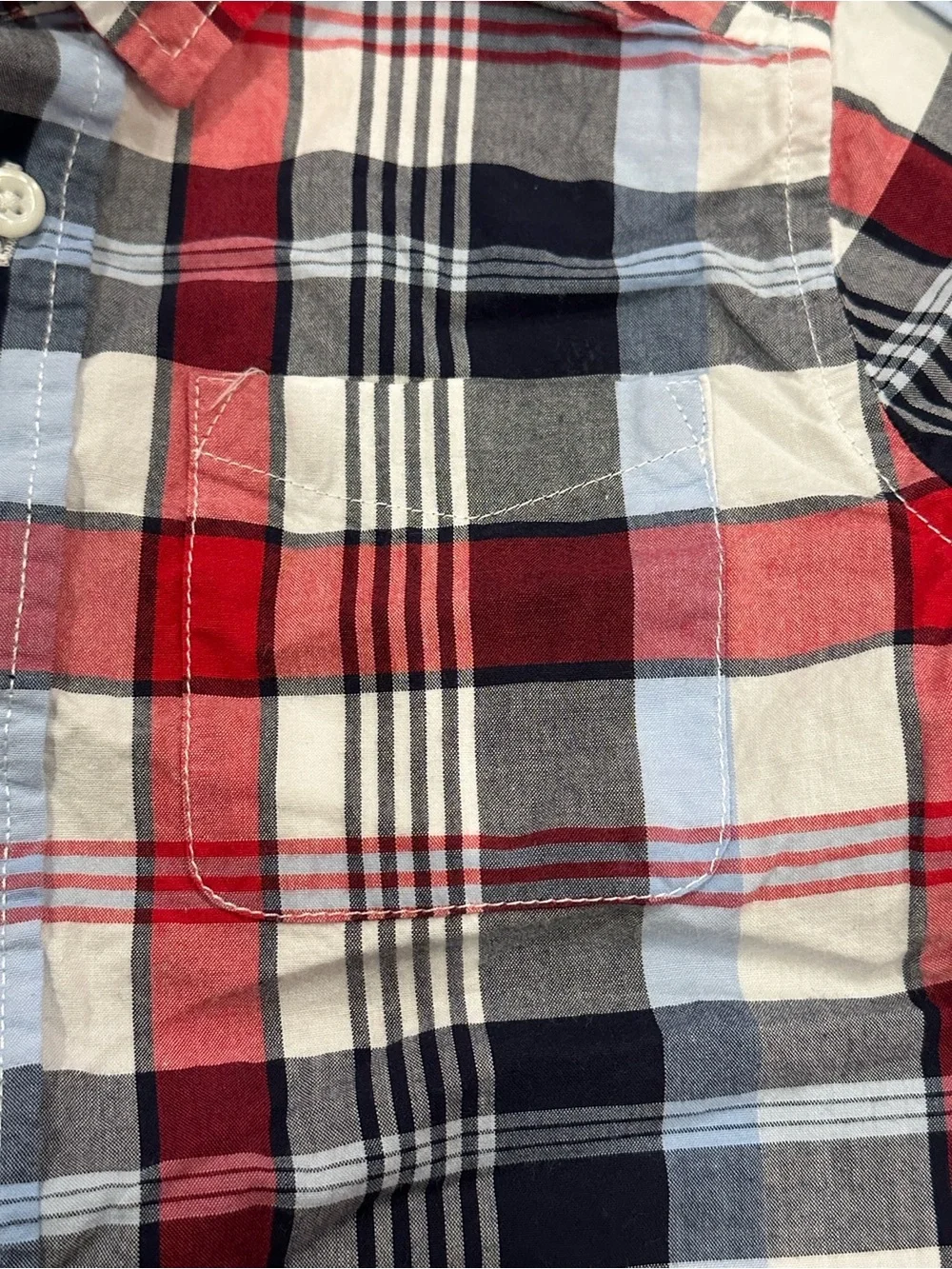 The Children's Place Red, Navy & Light Blue Plaid Short Sleeve Button-Down